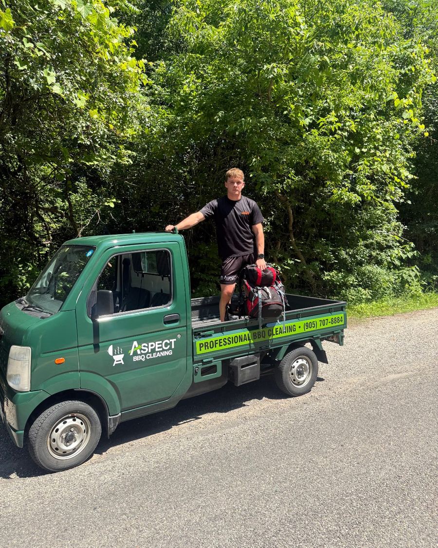 Jacob with the Aspect BBQ Cleaning truck on his Operation 22 training walk